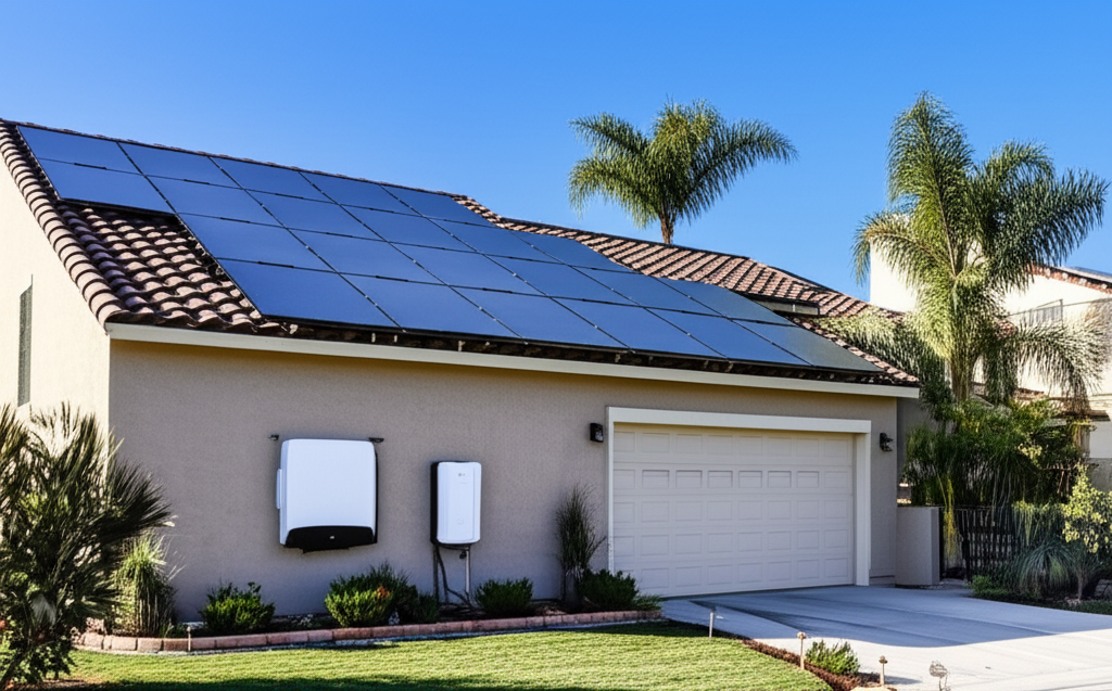 SoCal home with solar panels and battery installation
